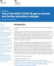 Use of the NHS COVID-19 app in schools and further education colleges
